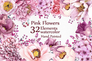 Pink Watercolor Floral Illustrations for Design