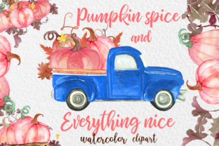 Pink Watercolor Pumpkin Clipart & Illustrations