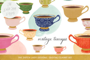 Vintage Teacup Clipart Set & Illustrations