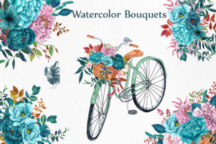 Watercolor Bouquets & Bicycle Illustrations