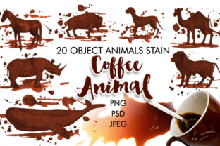 Watercolor Coffee Animals Stains Illustrations