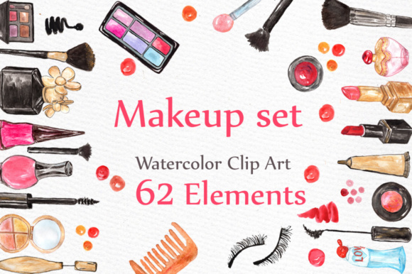 Watercolor Makeup Clipart & Illustrations
