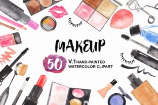 Watercolor Makeup Cosmetic Clipart & Illustrations