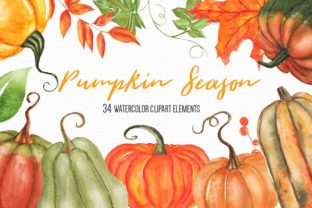 Watercolor Pumpkin Clipart Set & Illustrations